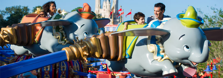 Toddlers on the Dumbo Ride at Disney World