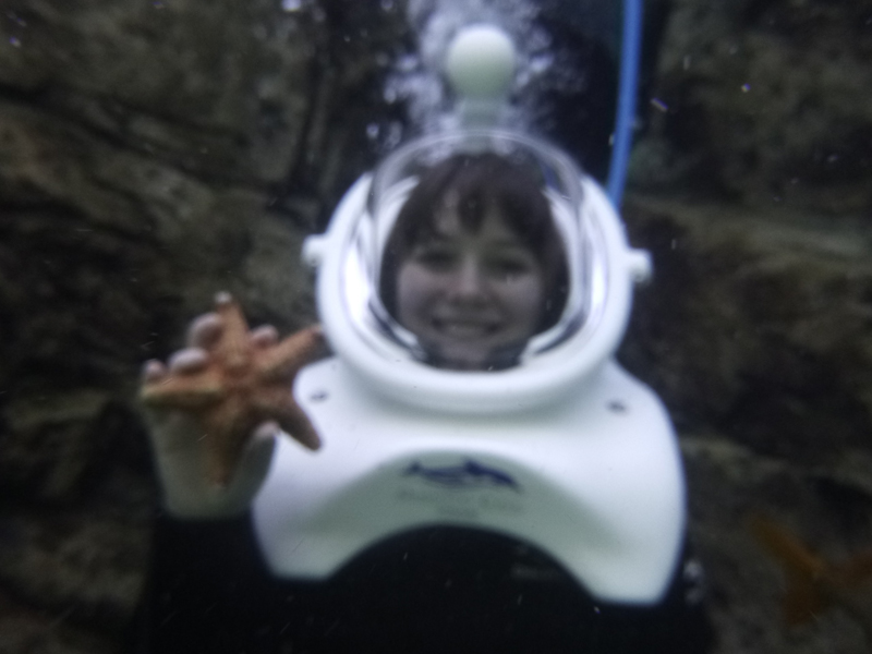 Holding a star fish at SeaVenture Discovery Cove Florida